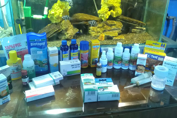 Лекарственные препараты и оборудование для аквариумных рыбок